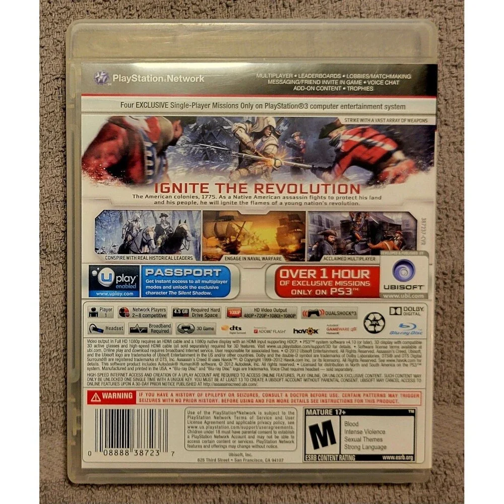 Sony PlayStation 3 PS3: Assassin's Creed III,CIB,TESTED,MANUAL, FAST SHIPPING